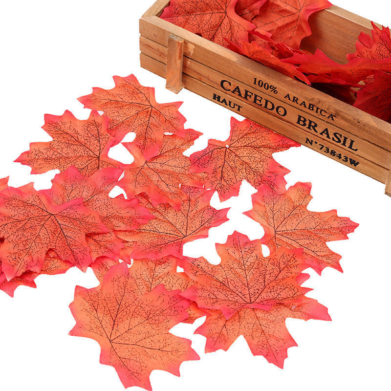100pcs 6 colors Fall Silk Leaves Wedding Favor Autumn Maple Leaf Decorations
