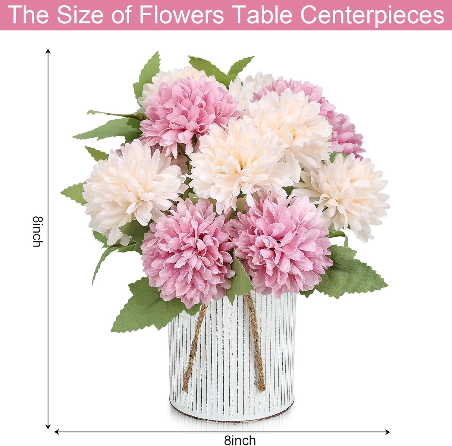 Pre-Made Flower Table Centerpieces, Set of 6 Artificial Silk Chrysanthemum with