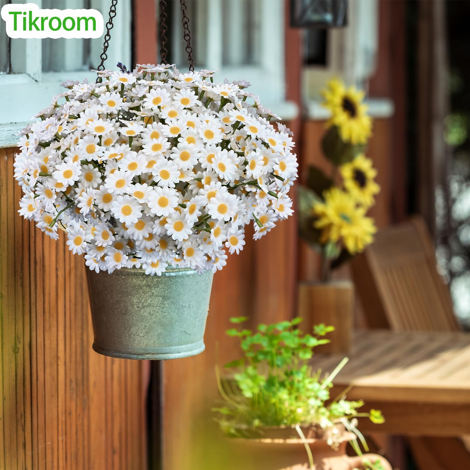 48 PCS Artificial Daisy Flowers 8 Bundles 10 Inch Faux Silk White Fake