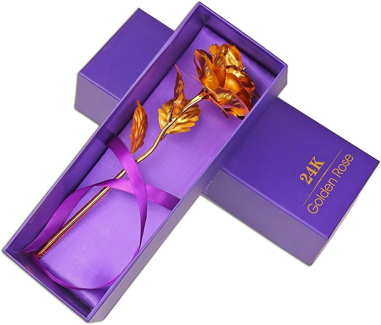 Creative 24K Gold Foil Rose Flower Full Blossom Presents, Romantic Gift for H…