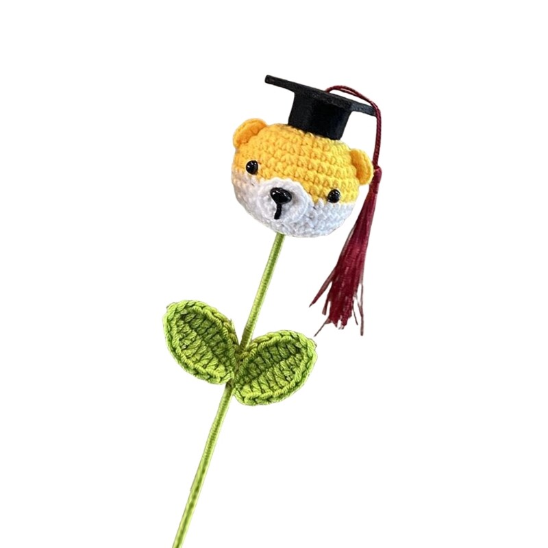 Artificial Flower Hand Crochet Graduation Hat Boy/Girl/Dog Decoration for Event