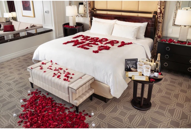 Valentines Day! Bed of Roses 100 Faux Rose Petals with 4 LED tea lights