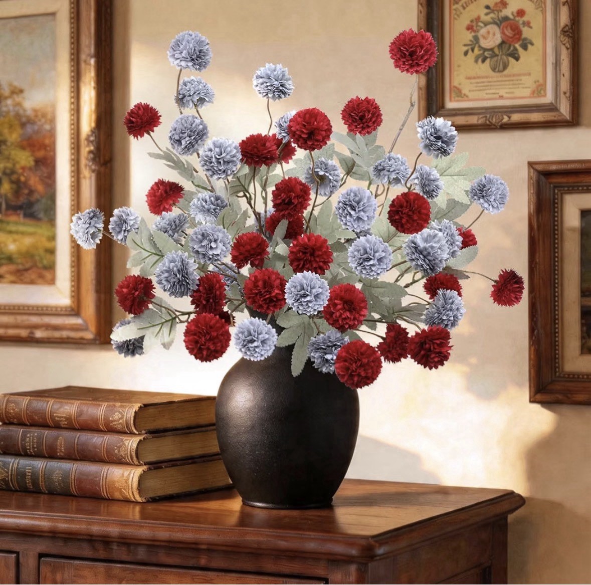 Artificial Mums Flowers for Outdoors Bundles UV Resistant Fake Plastic Color