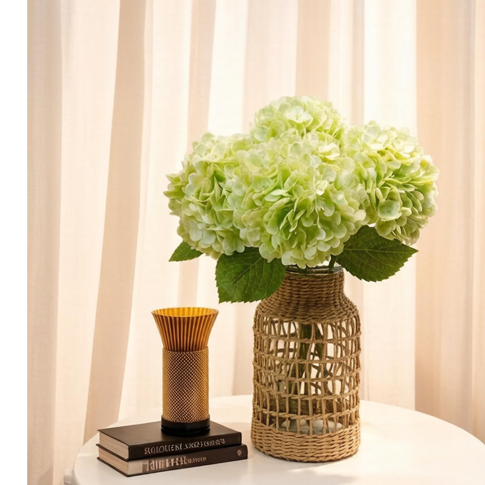 4 Pcs Fake Hydrangeas, 20” Tall Large Bloom Latex Hydrangea Real Touch Faux …