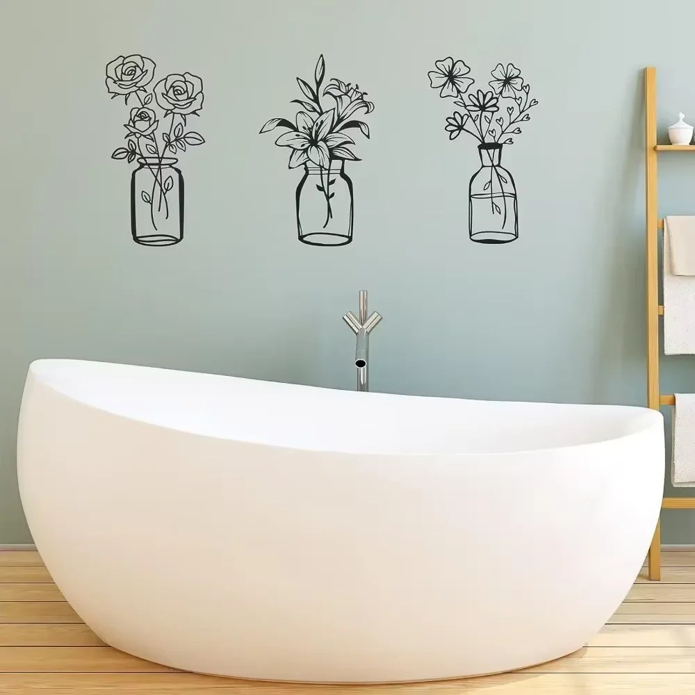3-Piece Metal Tulip Wire Art Minimalist Home Decor, Stylish Graceful Room Design