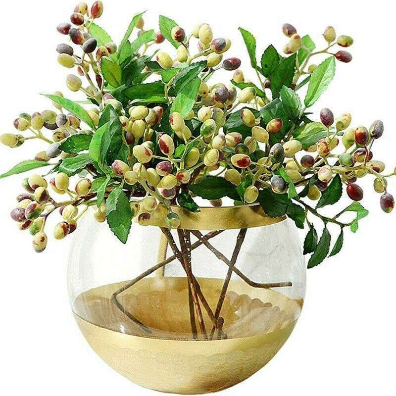Artificial Berry Flower Fake Olive Fruit Branch Plant Home Decor Flowers Bean