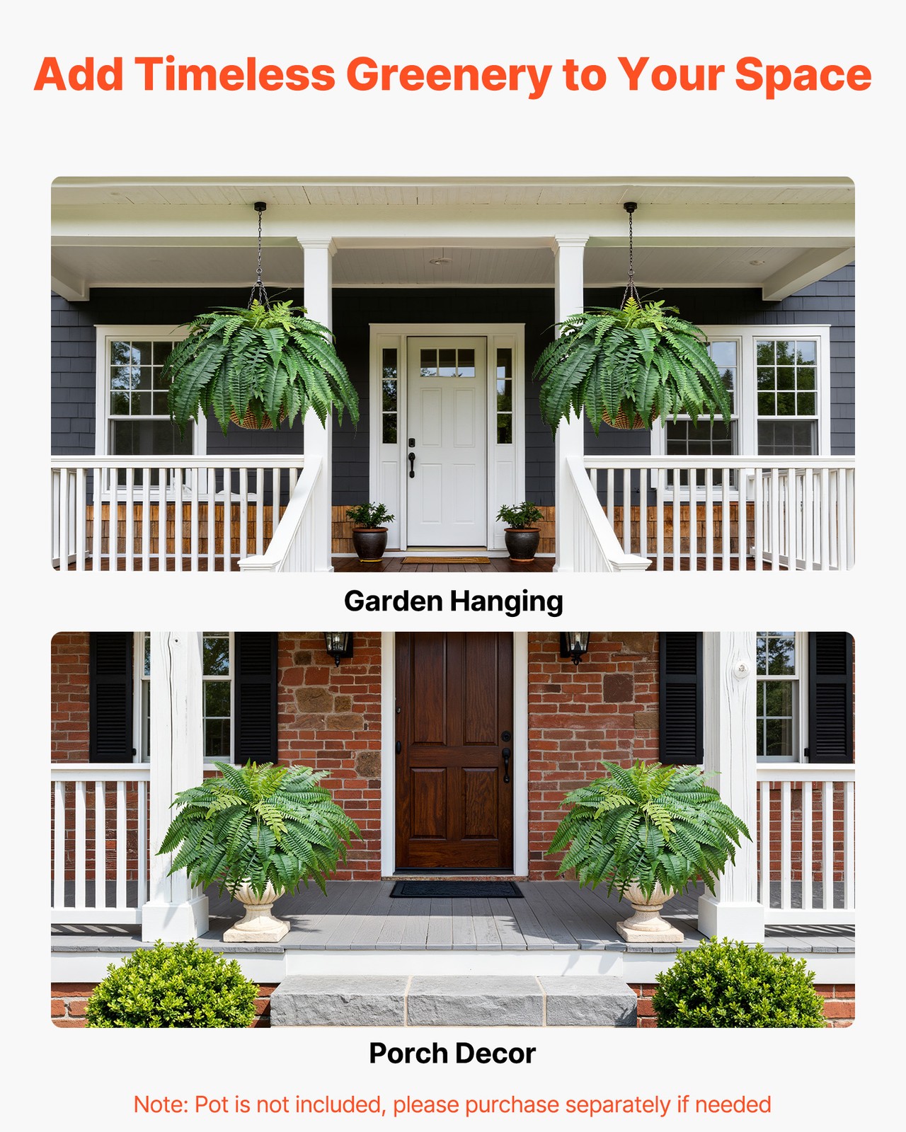 VEVOR 50″ Artificial Ferns Fake Boston Bush 96 Fronds for Indoor Outdoor Decor