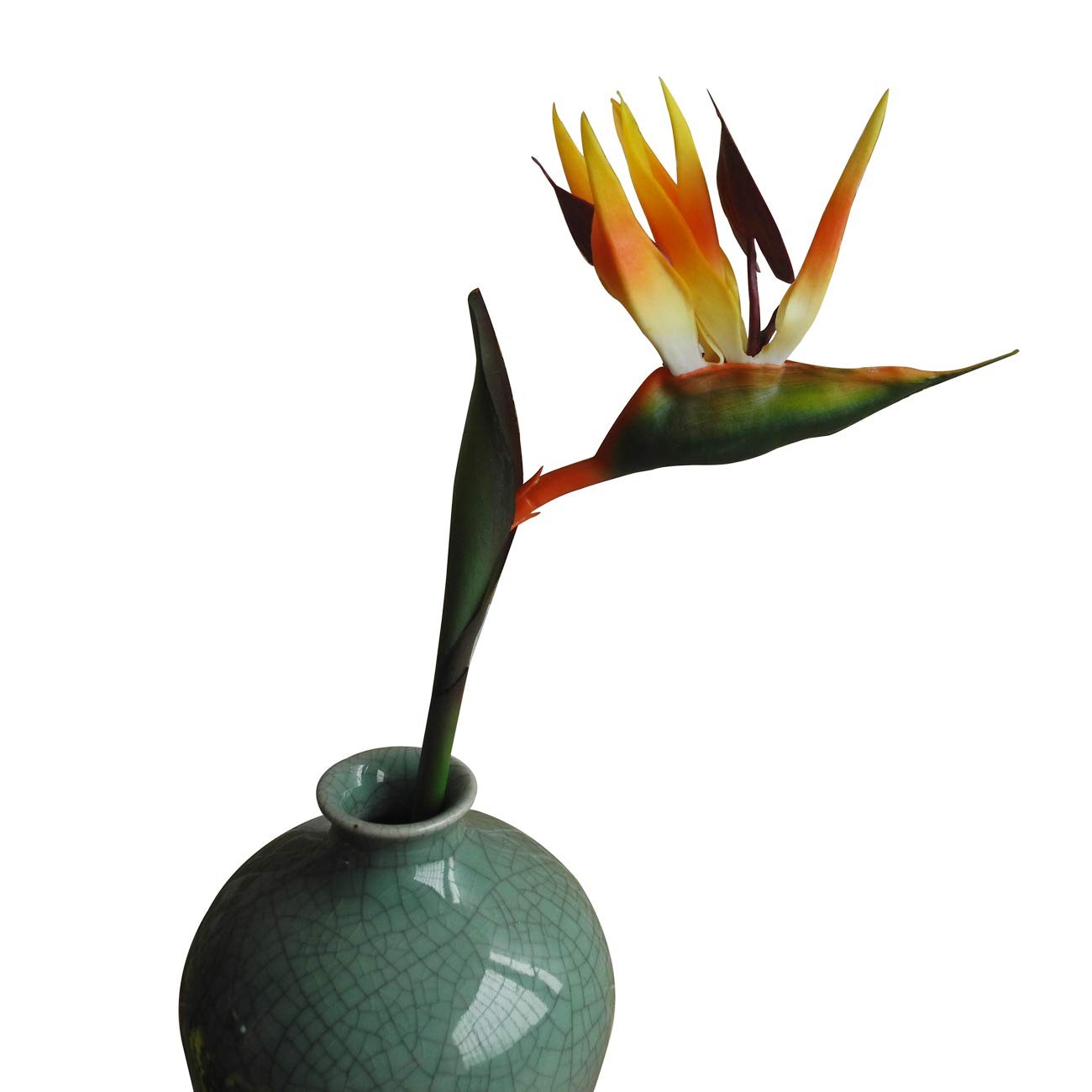 2 Pcs Artificial Flowers Bird of Paradise + 1 Set Palm Leaves Artificial Plan…