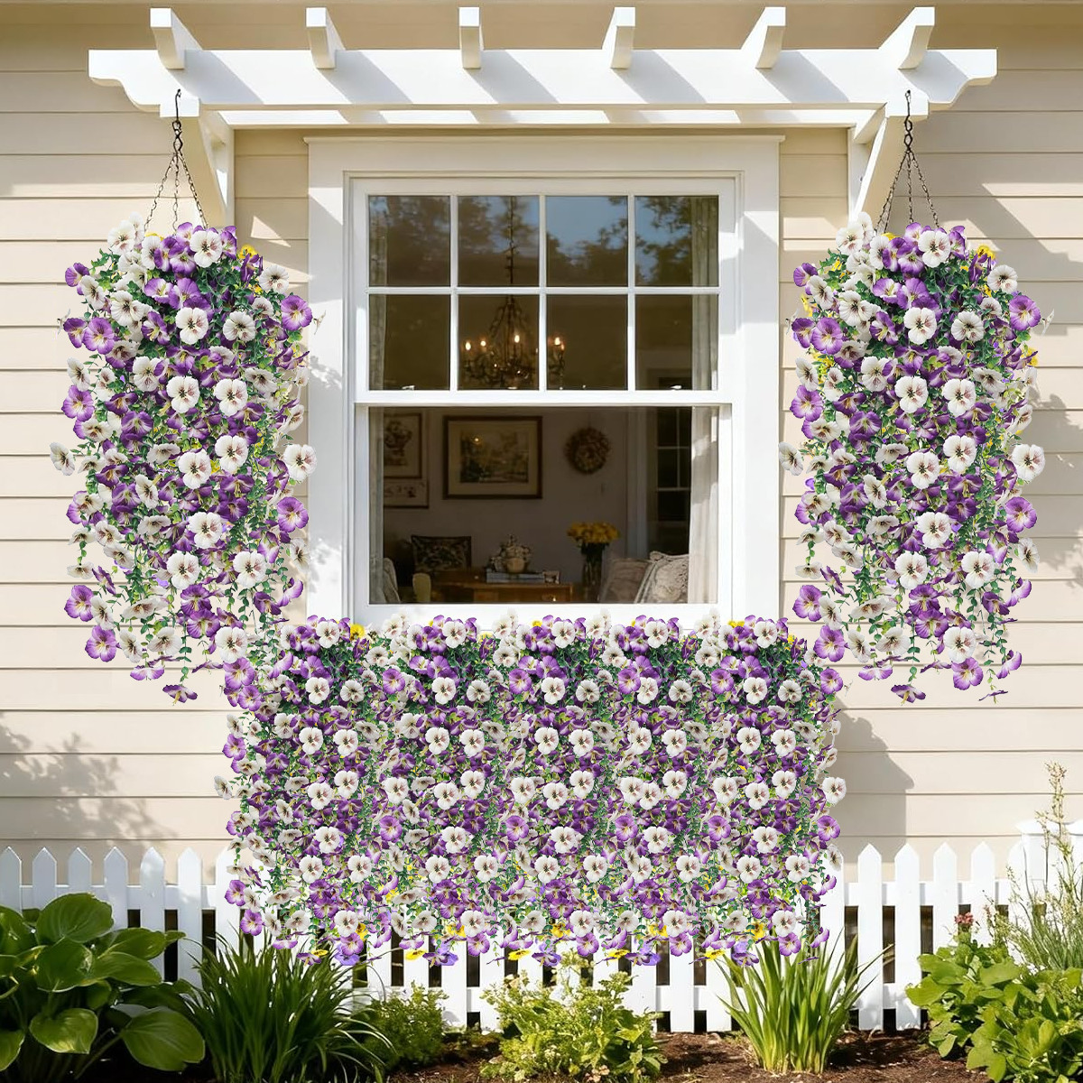 4Pcs Artificial Hanging Flowers Vines Plants Wedding Garden Indoor Outdoor Decor