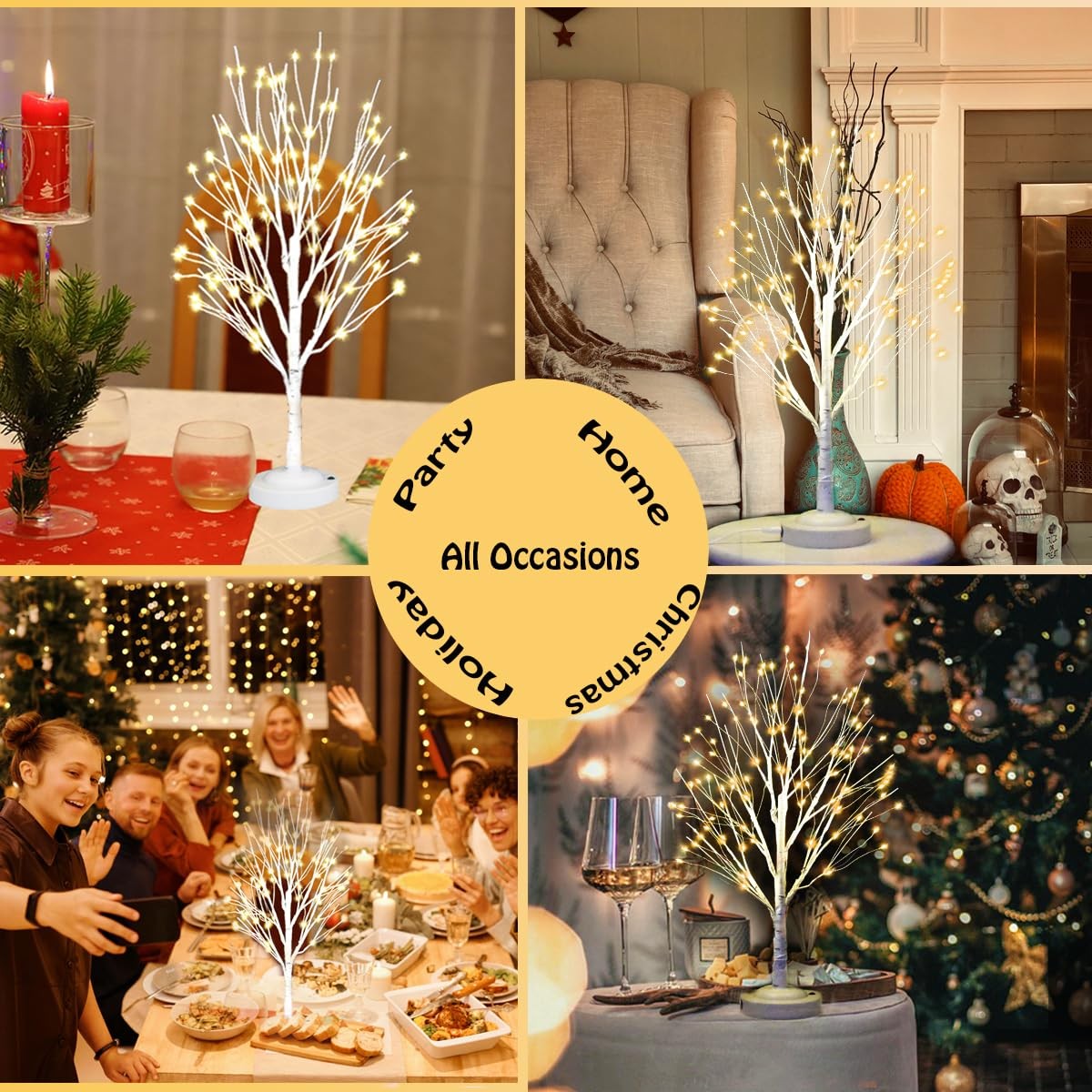 144 LED Birch Tree With Lights Warm White Artificial Fairy Light USB/Bat