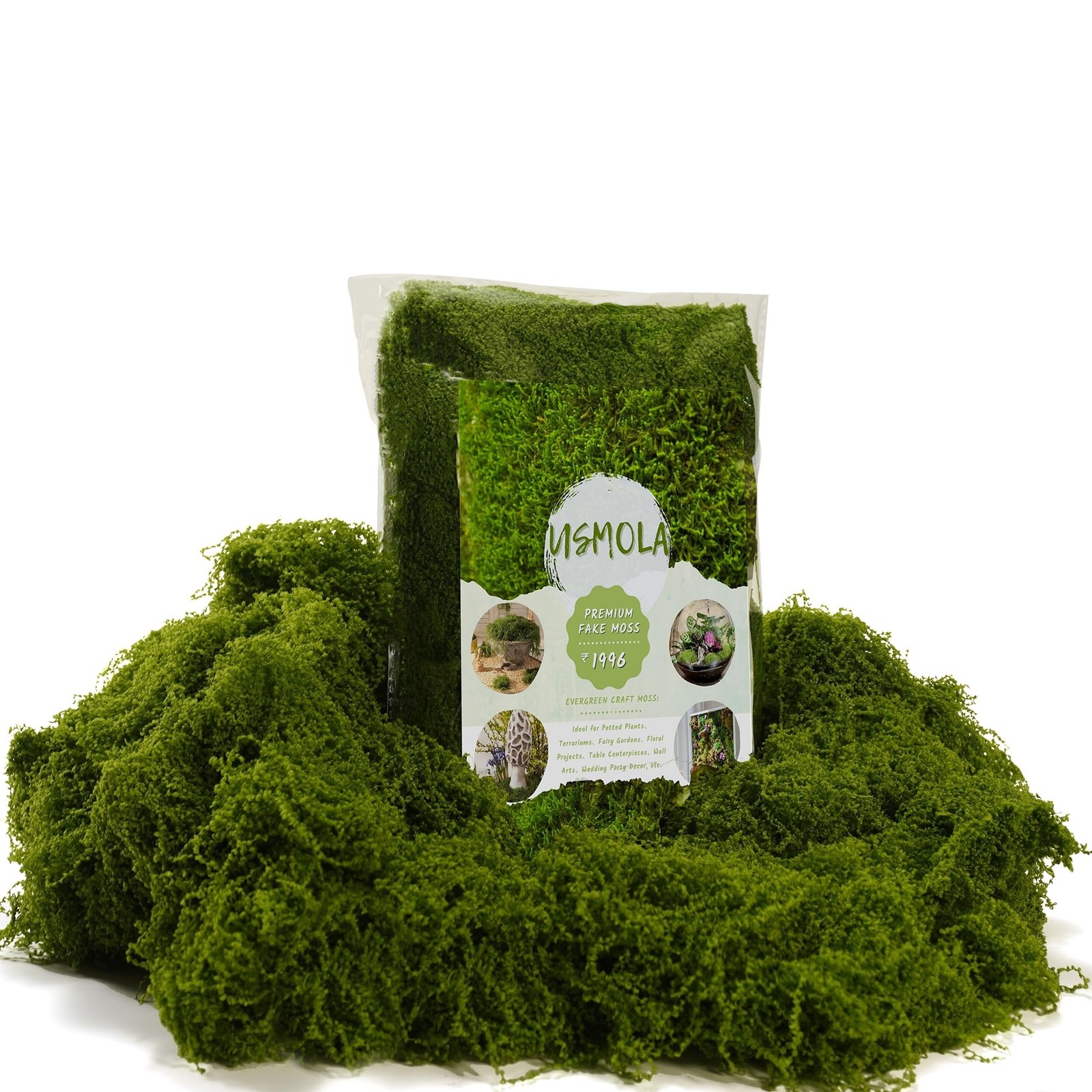 USMOLA 3.5OZ Fake Moss for Plants Indoor – Artificial Moss for Table Centerpi…