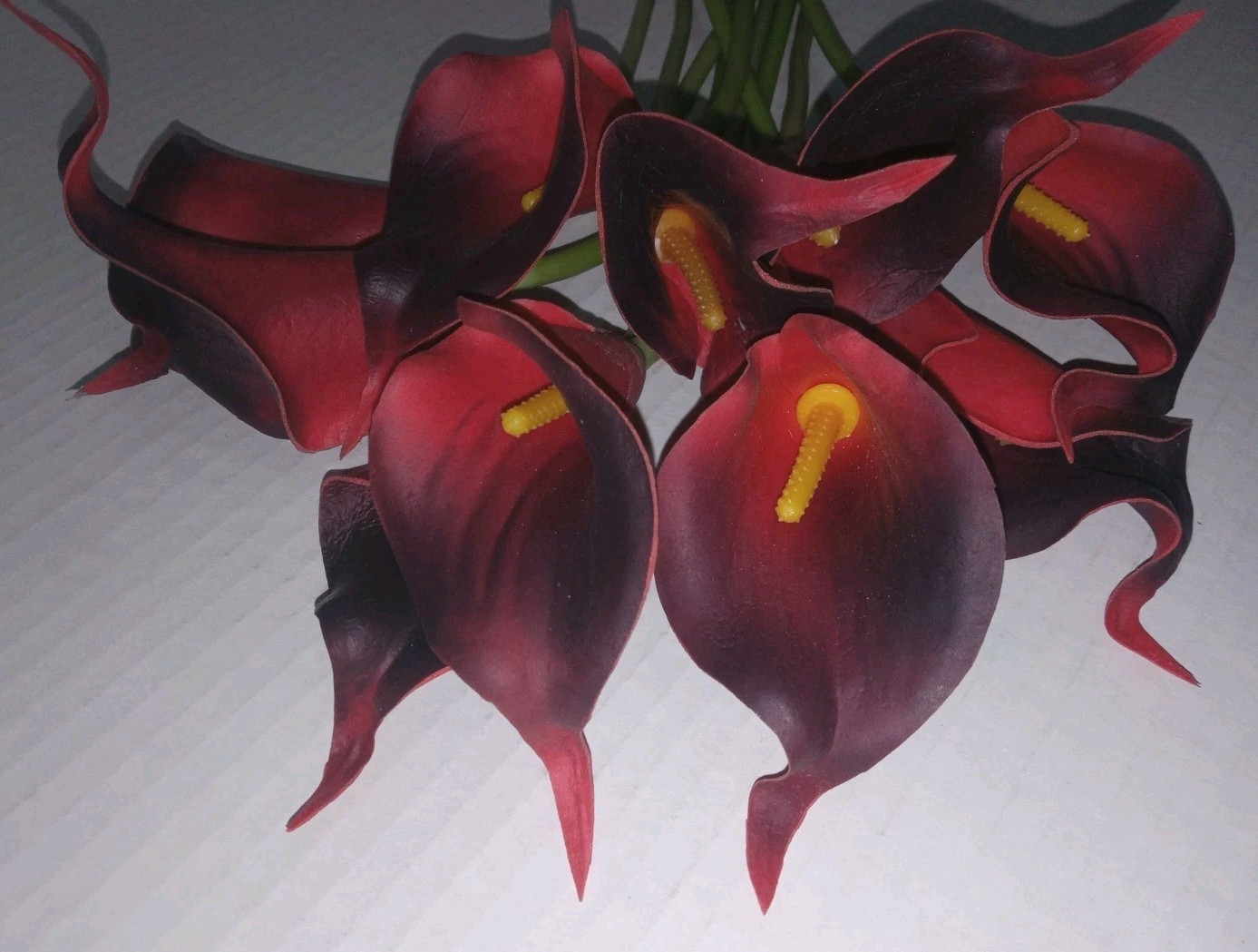 10~Stem Bundle Of Brick Red Real Touch 12″ CALLA LILLIE Artificial Flowers