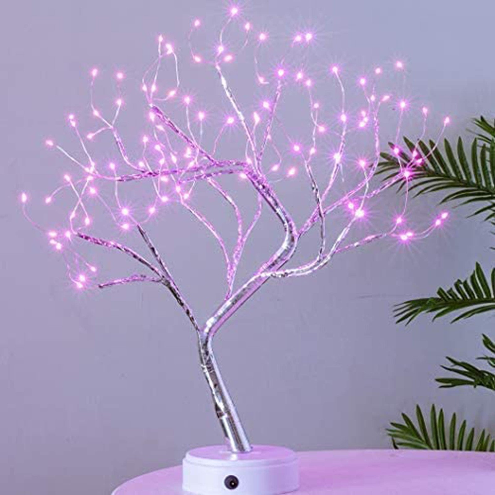 108 LED Bonsai Tree Light Fairy Lamp Pink Glow Silver Branch USB Decor