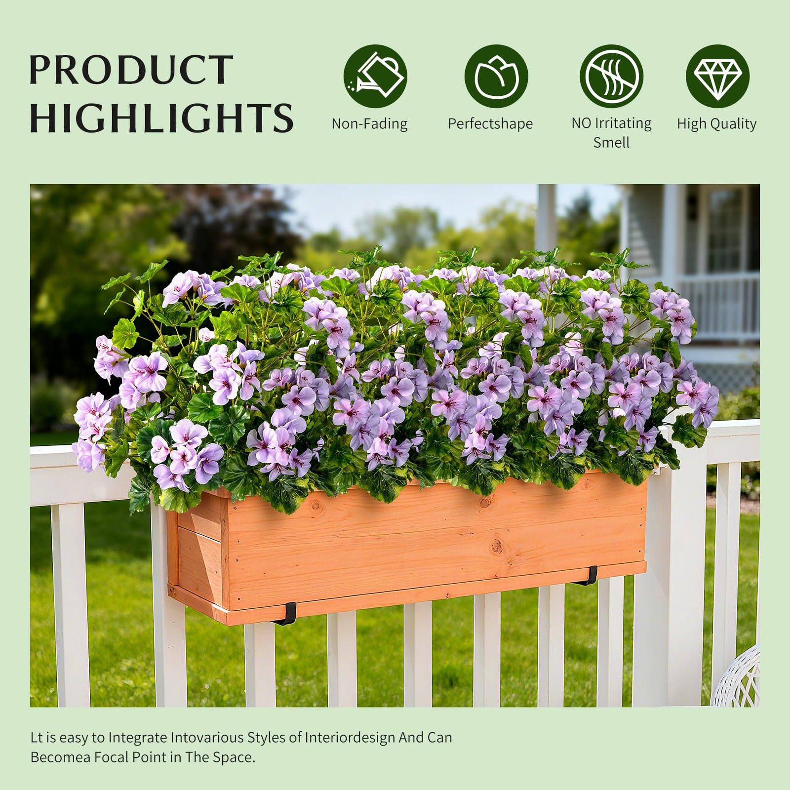 Artificial Geraniums 17.7In UV Resistant Fake Flowers for Indoor Outdoor Decor