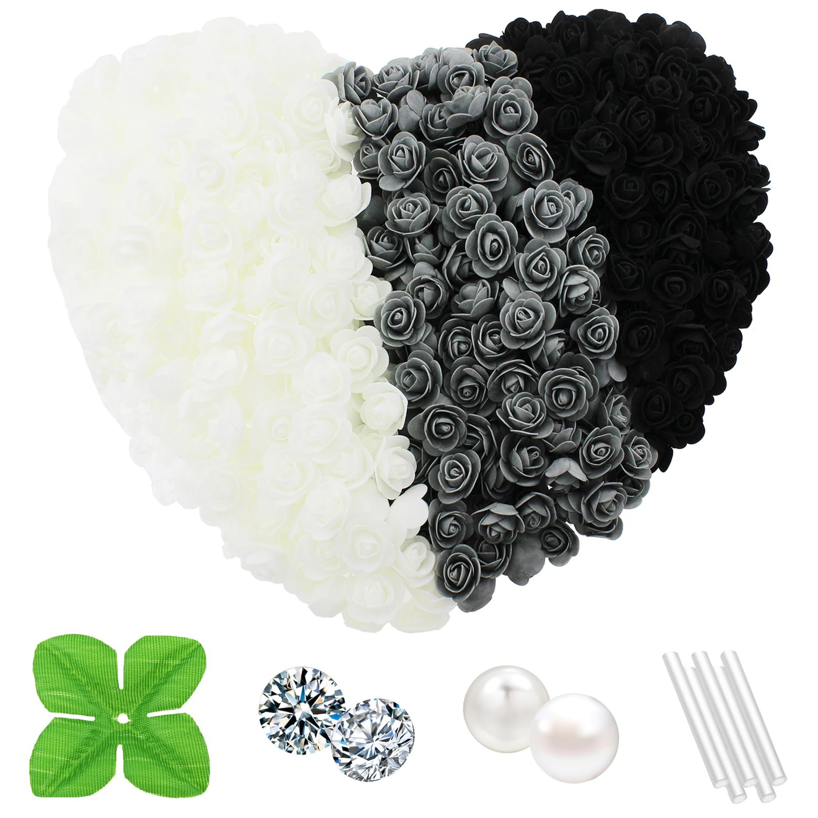 500 Pcs 1.4 Inch Mini Artificial Flowers Head Faux Foam Rose Mixed Colors