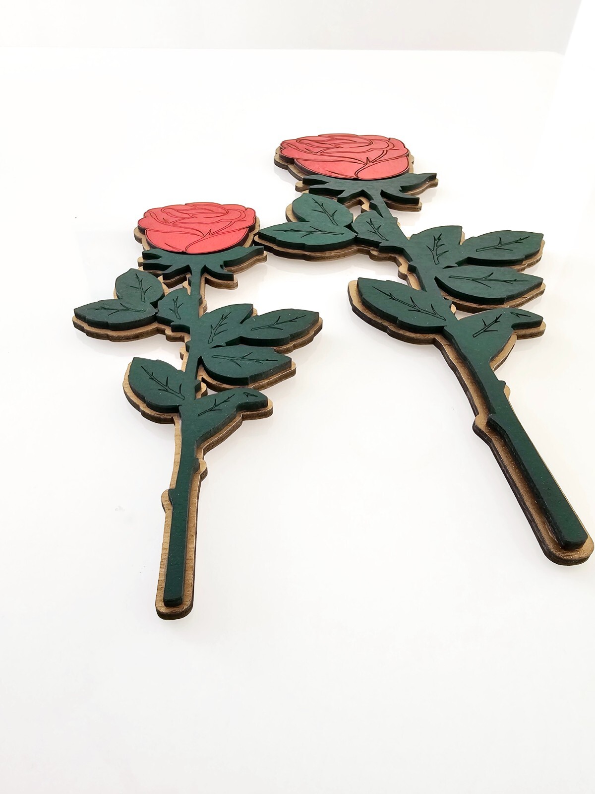 Oversized Wooden Rose – Personalized Large Decorative Red Rose with Gold Base