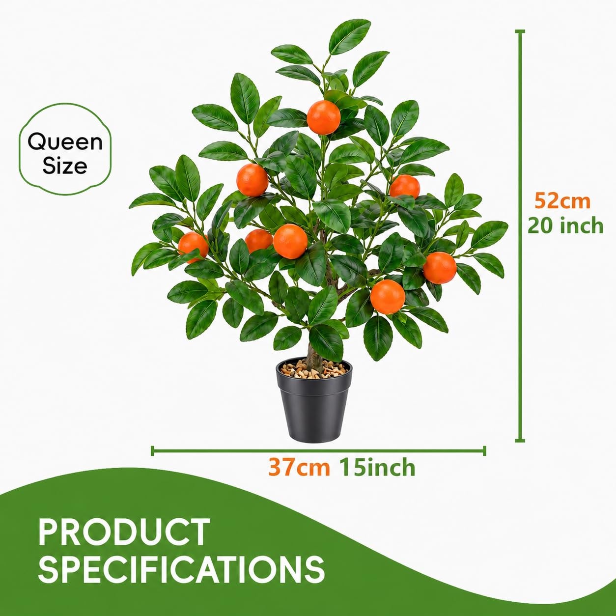 20″ Artificial Orange Tree Fake House Green Plant Fruits Decoration with Plas…