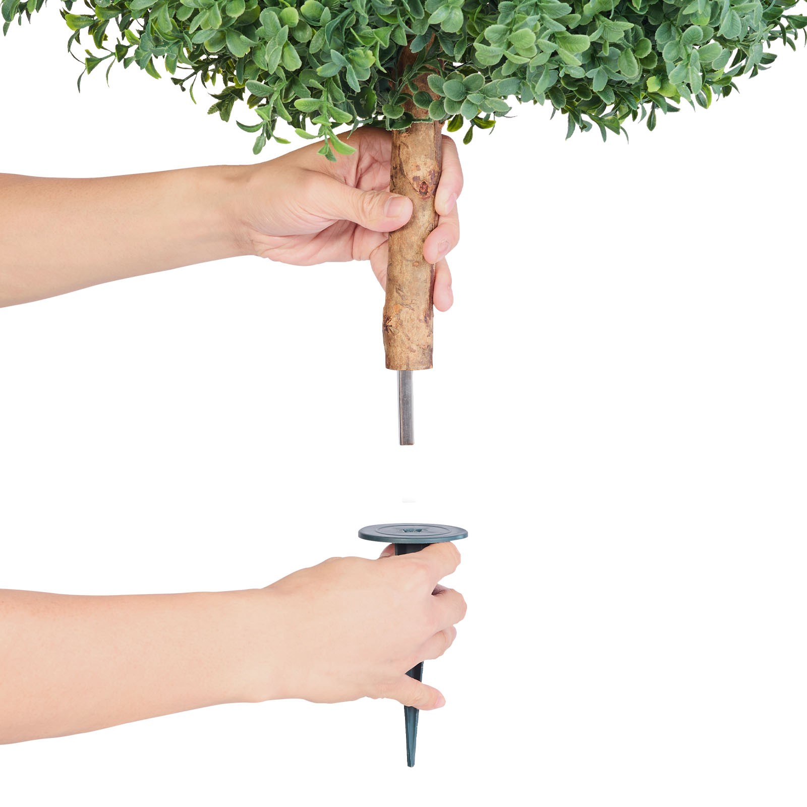VEVOR Artificial Topiary Boxwood Tree with Ground Spike 22 Inch Faux Shrub