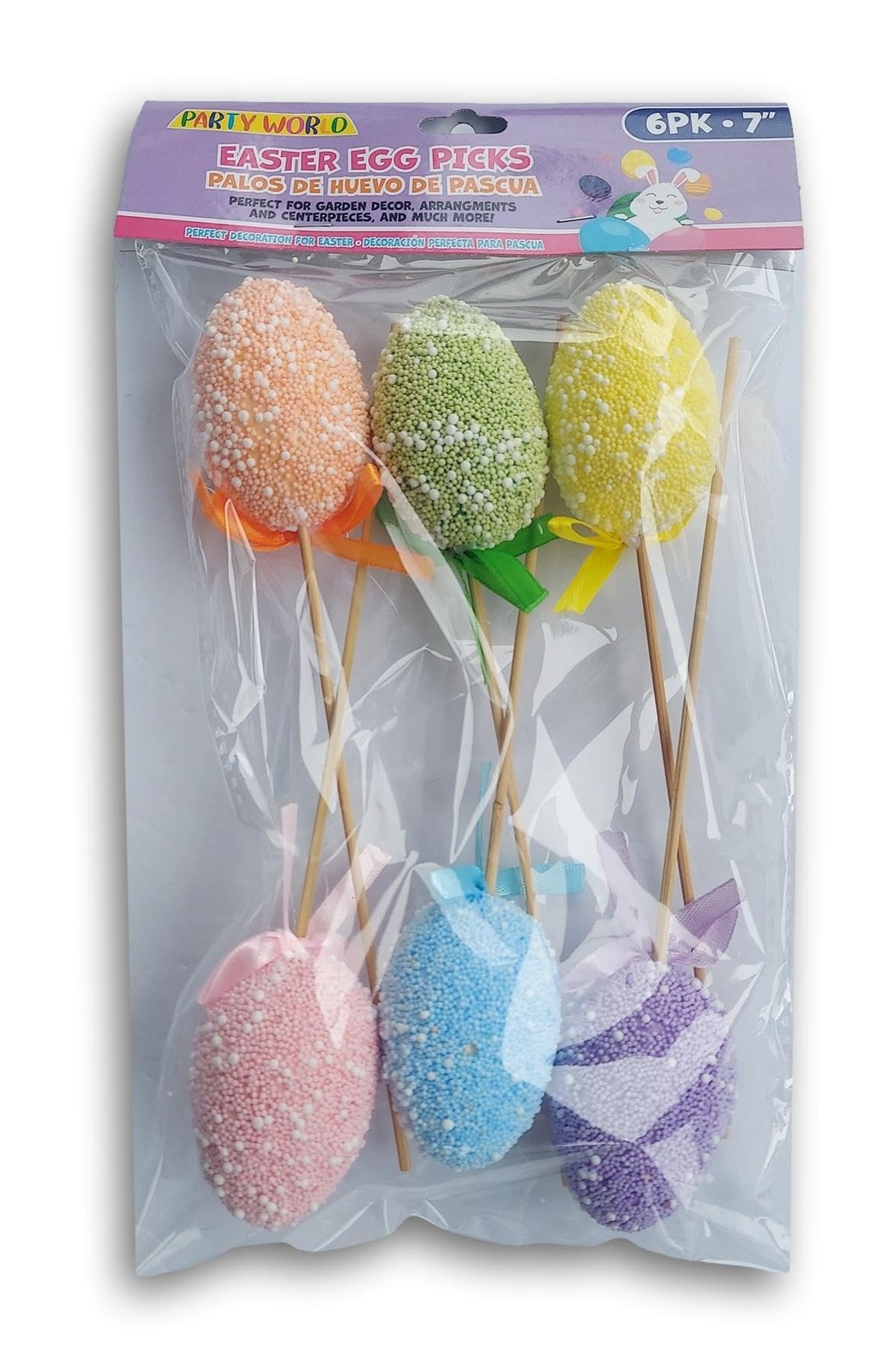 Pastel Easter Egg Picks for Floral Art – 6 Count – 7 Inches Tall