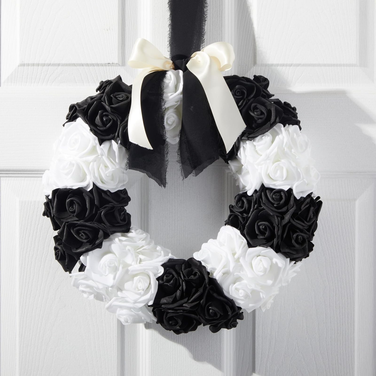 Black & White Roses Stemless Foam Rose Heads – 100 Pack, 3 in Polyethylene Cr…