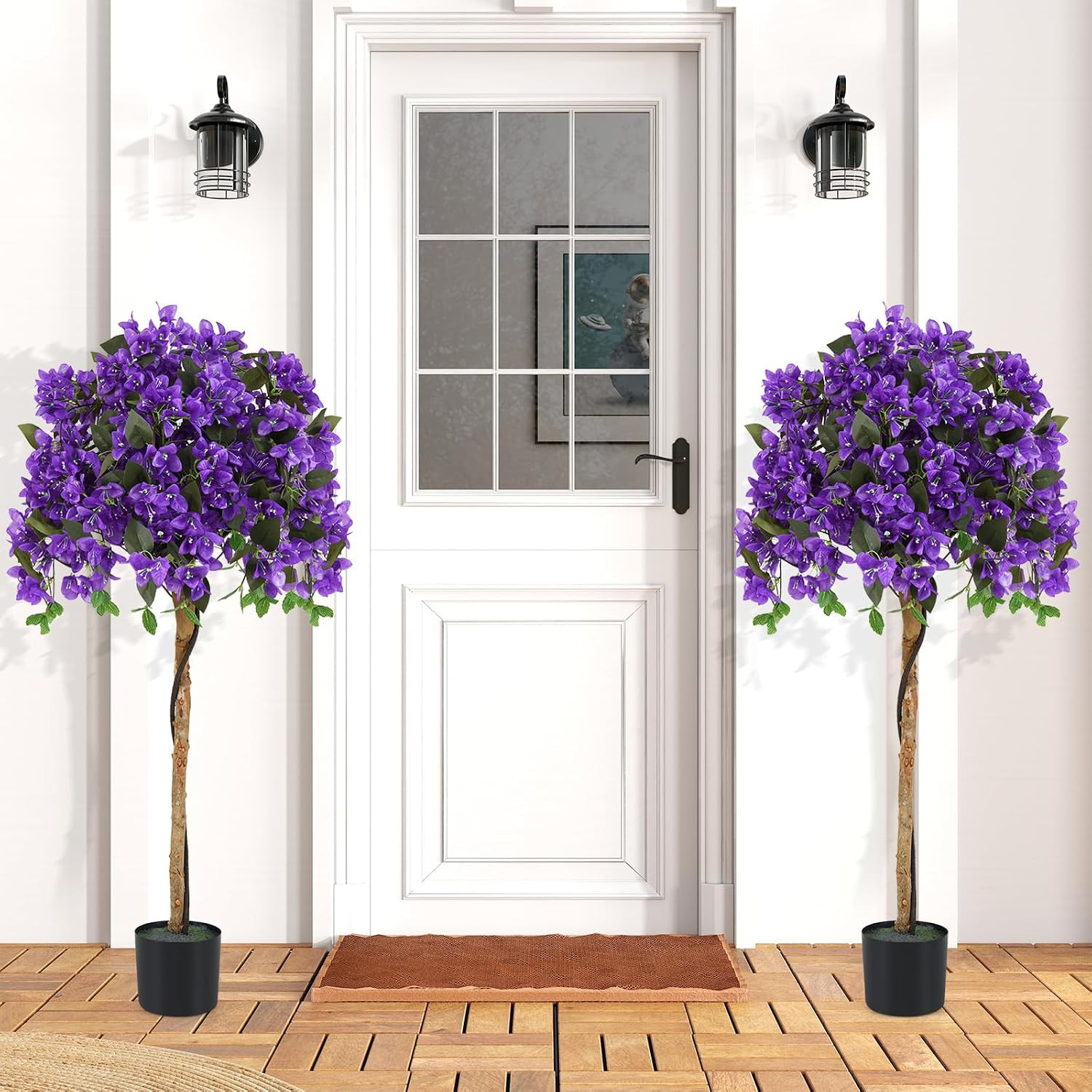 53″ Artificial Bougainvillea Tree, Faux Silk Flower Plant in Pot with 576 Flower