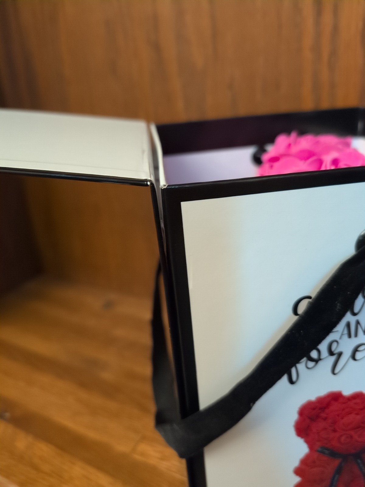 Always and Forever Pink Flower Bear With Box Artificial Rose Flowers