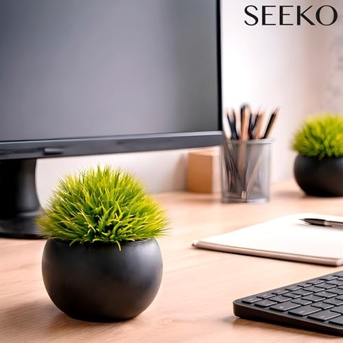 Fake Succulents Plants Artificial in Premium Ceramic Pots () 2 Pack Round