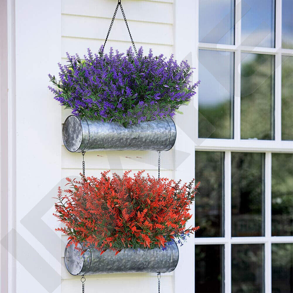8 Bundles Artificial Flowers UV Resistant Fake Plants Outdoor Home Garden Decor