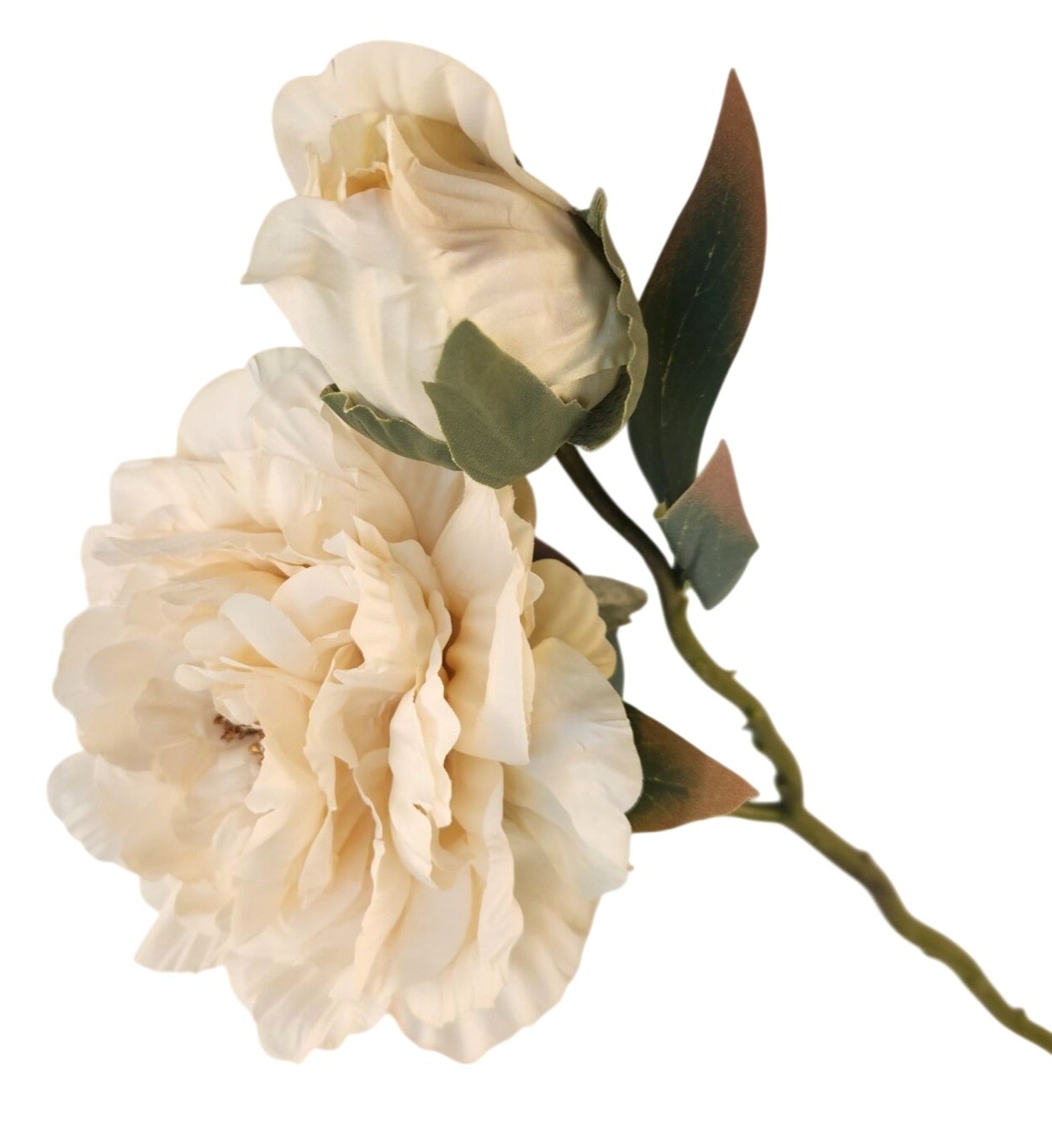 Cream Artificial Peony Stem 18 Inch Faux Peony Flower Stem Wedding Bouquet Flora