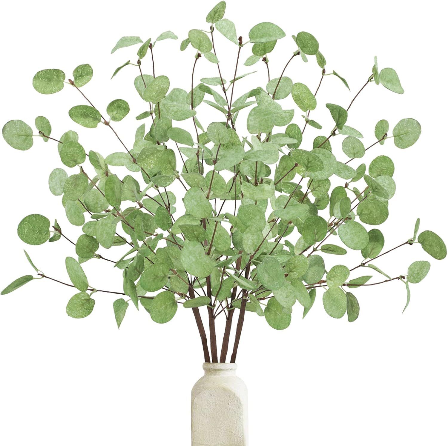 4 Pcs Artificial Eucalyptus Stems Leaves, 26.3″ Real Touch Leaf Faux Tall Greene