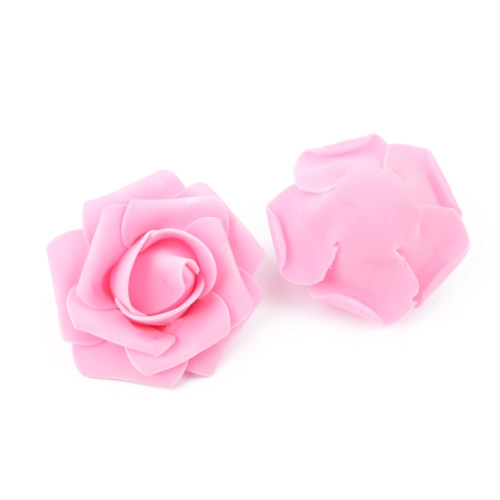 100 PCS Pink Artificial Foam Rose Bulk Fake Flower Heads Wedding Bouquets Decor