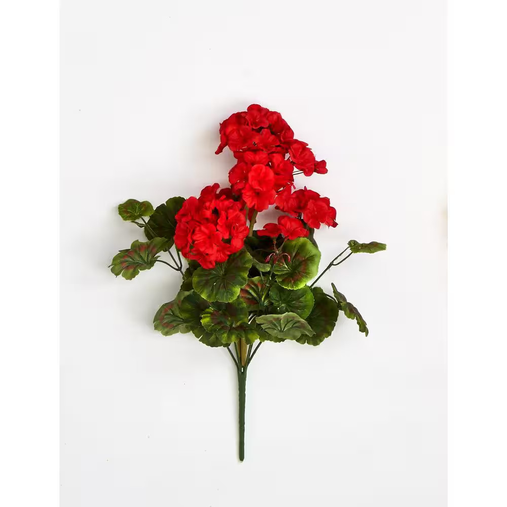 18 In. Artificial Geranium Bush with 9-Flower Heads