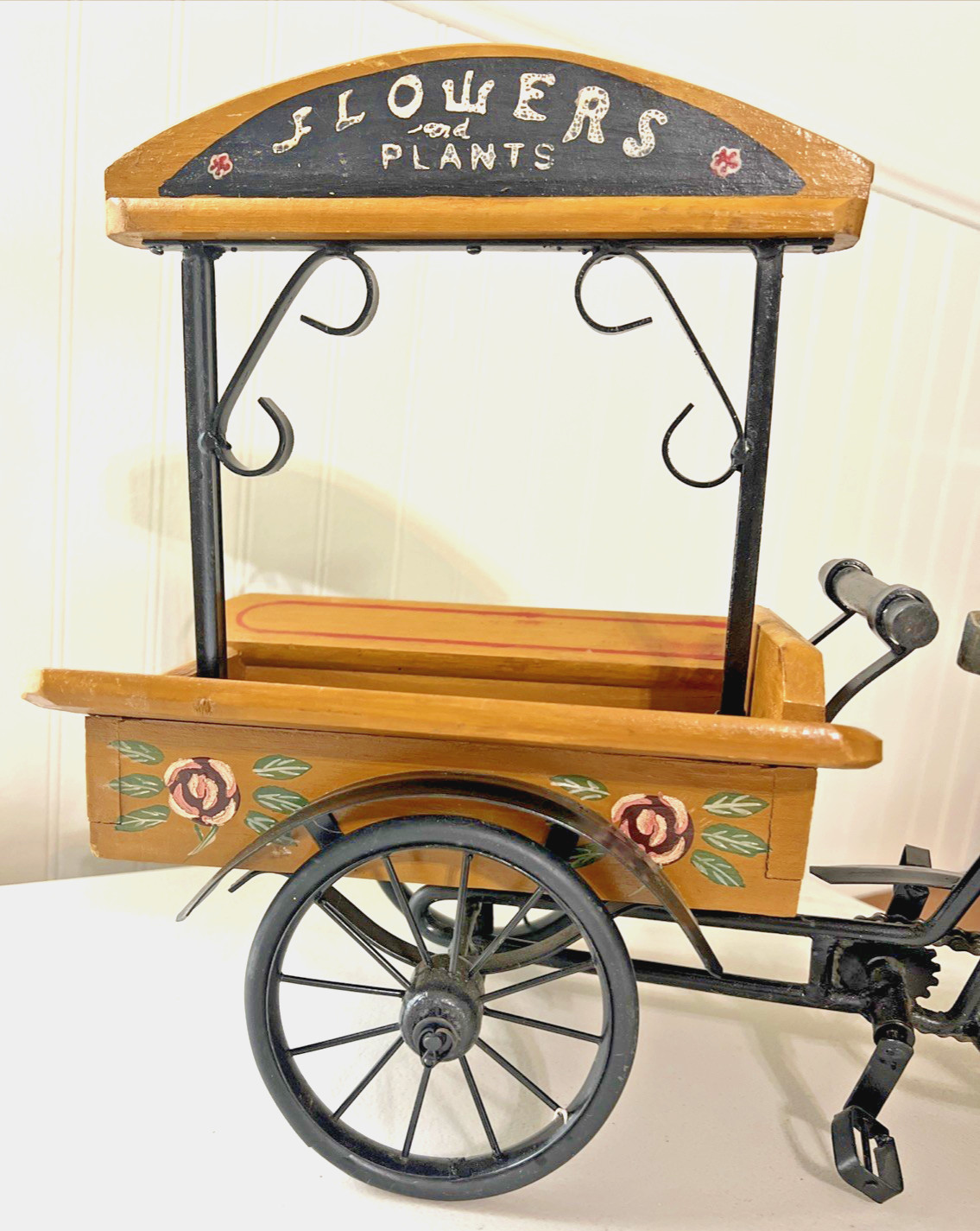 FLOWERS PLANTS CART WITH BICYCLE HOME DECOR DISPLAY VINTAGE STYLE