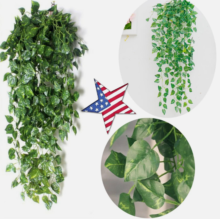 4PCS Artificial Fake Flower Vine Hanging Garland Plant Ivy Home Deco Green US