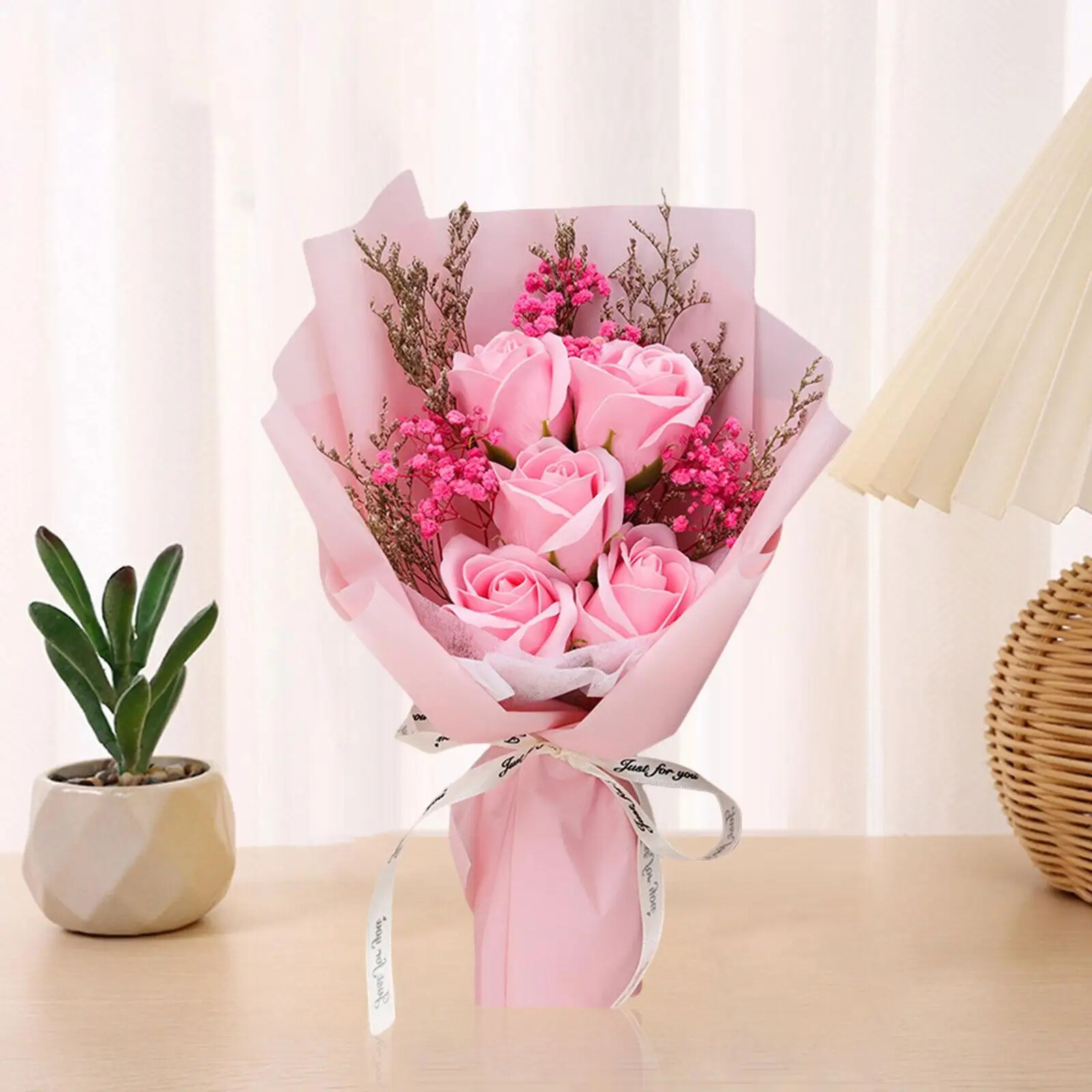 Scented Soap Flower Bouquet Soft Touch Realistic 30X18Cm Handmade Anniversary