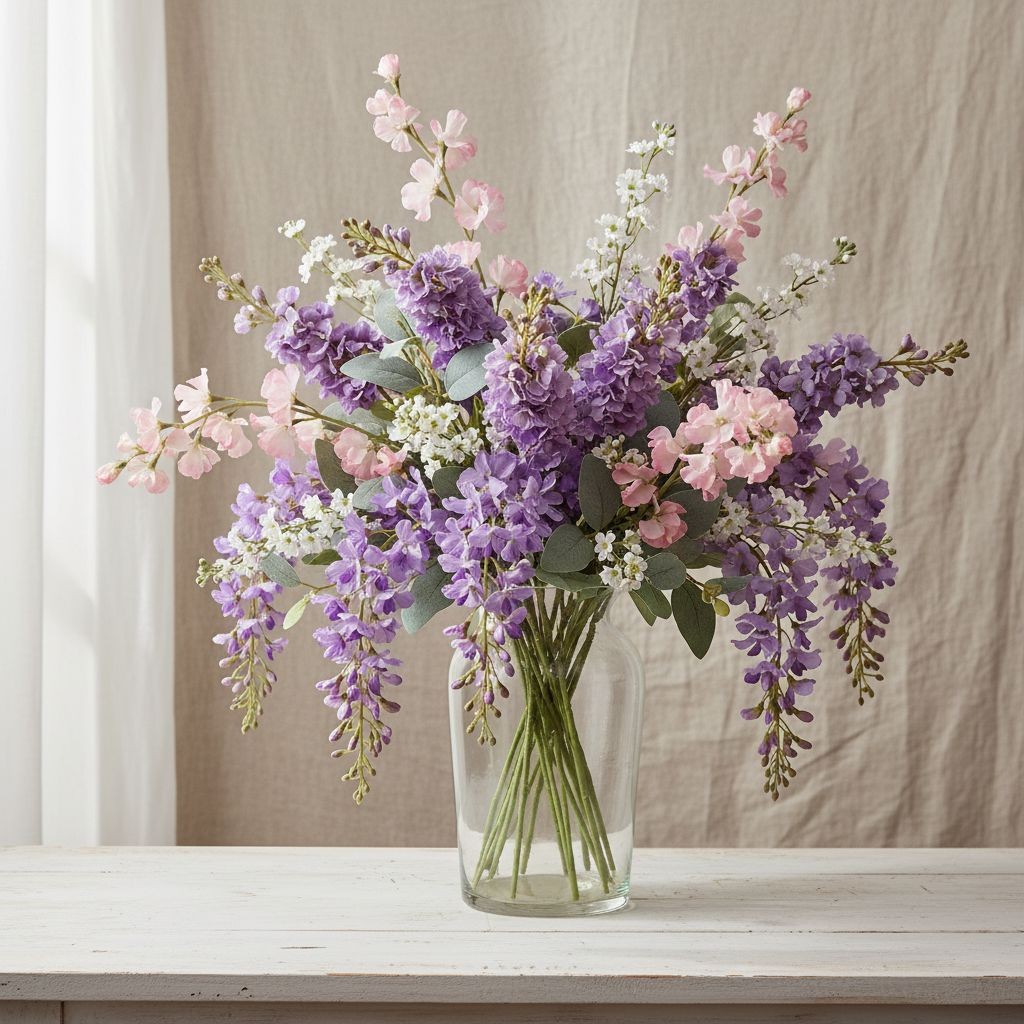 Pink Sweet Pea Flower Stems Faux Floral Cottagecore Decor Romantic Wedding Flowe