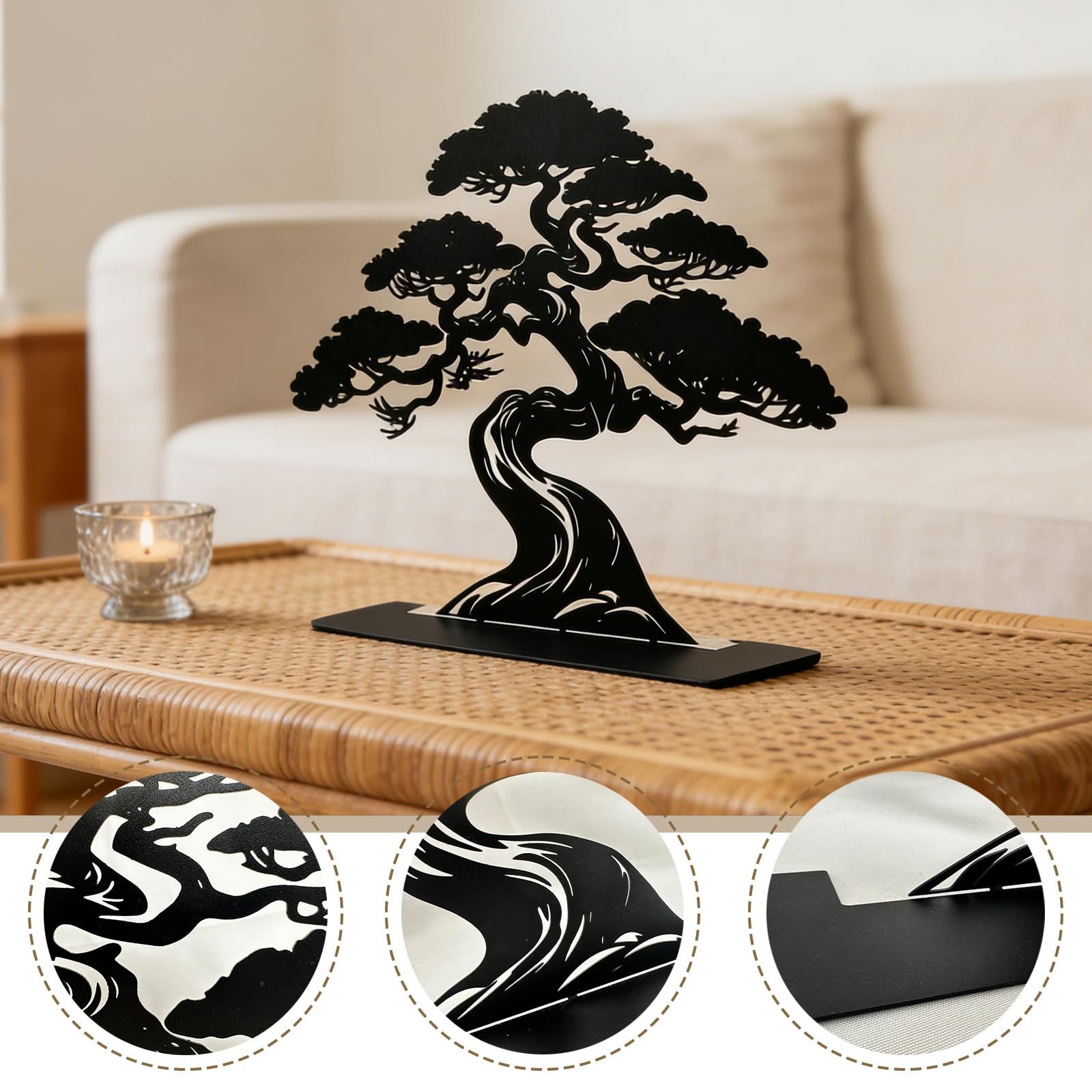 Metal Bonsai Tree Table Top Decor, Metal Bonsai Sculpture, Pine Tree Tabletop…