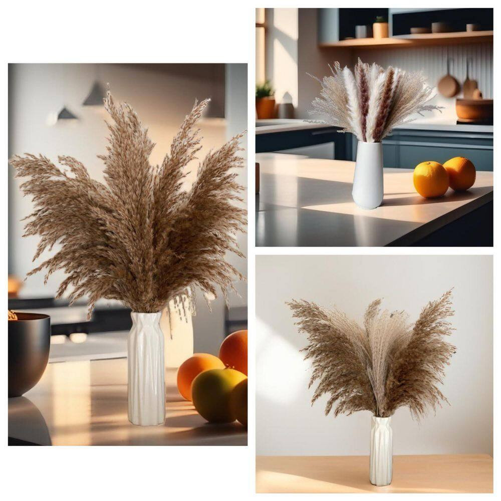 4.02 in 300 Pcs Boho Dried Pampas Grass Bouquet in White Brown Natural Colors Ar
