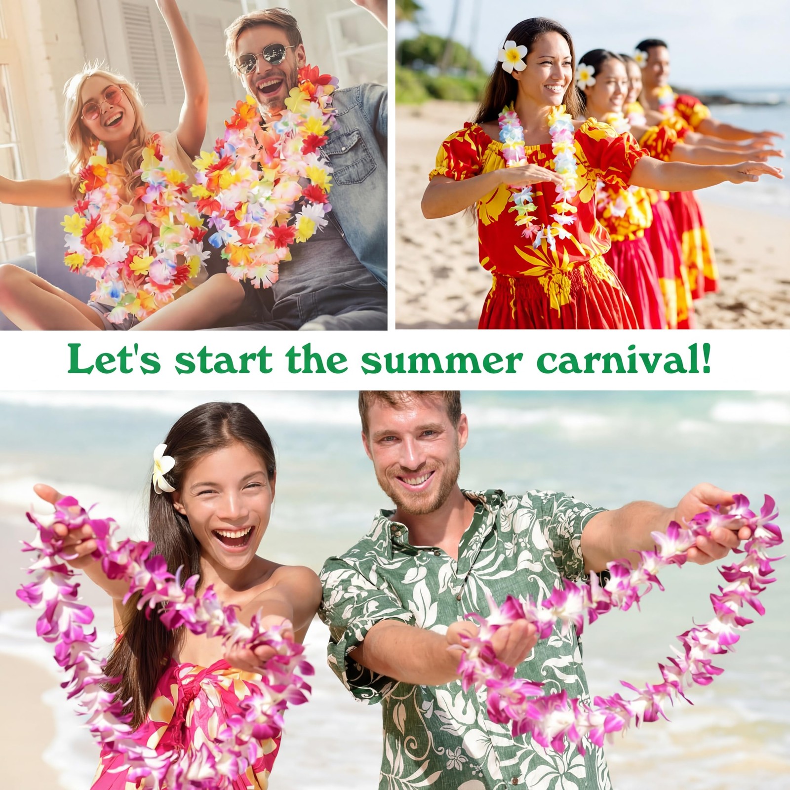 Hawaiian Luau Leis Flowers Necklaces Summer Beach Vacation Pool Luau Party Favor