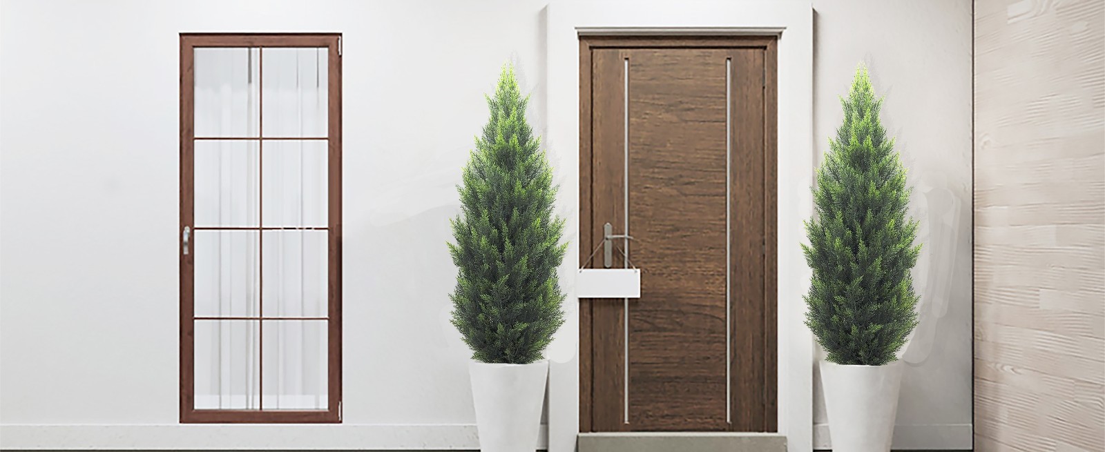 4FT Artificial Topiary Trees 2 Pack, Realistic Faux Cedar Pines UV Rated