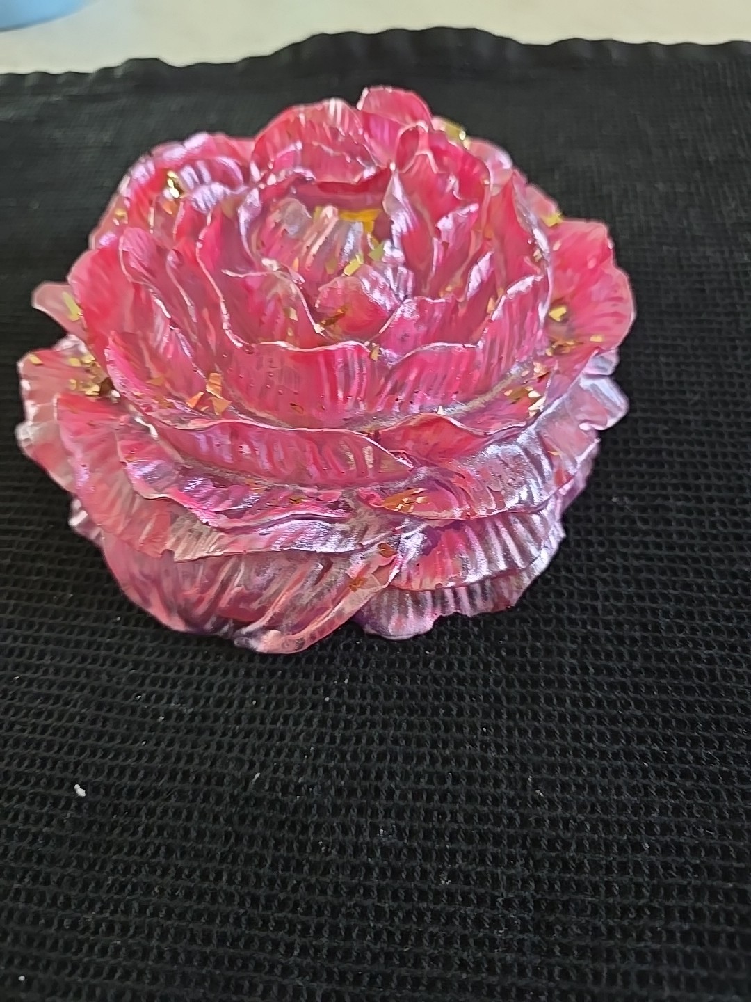 Resin 6 Inch Pink Gold Peony Flower Decoration Gift. 583