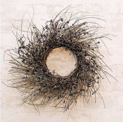 Floral Wreath 16 inch Black and Gray Pip Berries & Natrual Grapevine Twigs