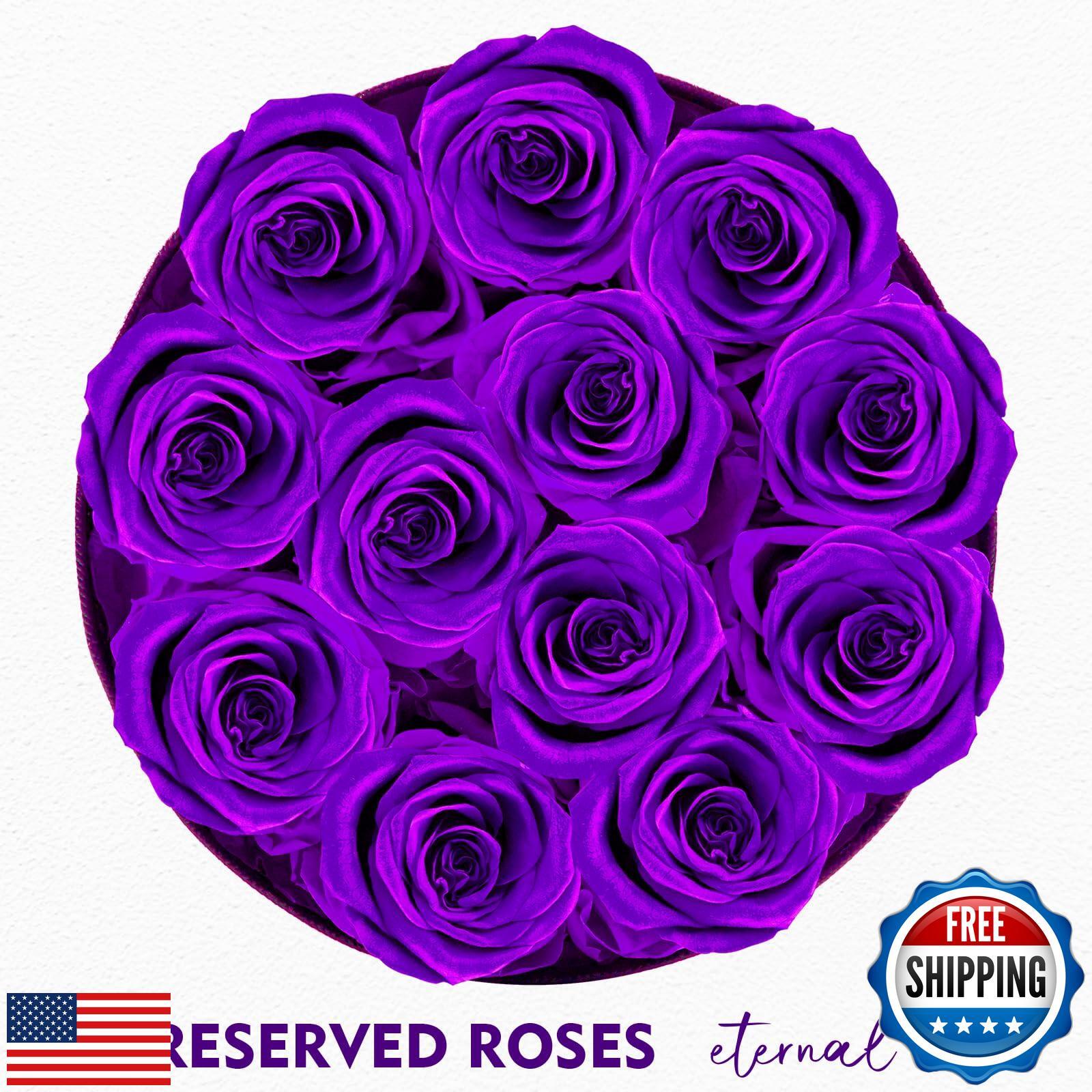 Impouo Forever Flowers,12 Roses in A Box，Real Preserved Roses，Birthday Gift f