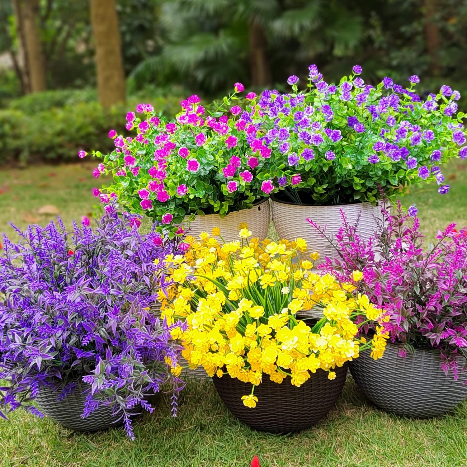 20 Bundles UV Resistant Artificial Flowers – No Fade Faux Plants for Garden, Pat