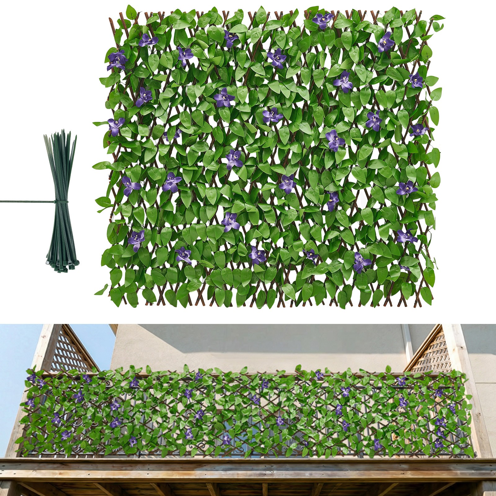 Uimoso Expandable Privacy Fence Screen 25.5x122in Artificial Ivy Wall for Patio