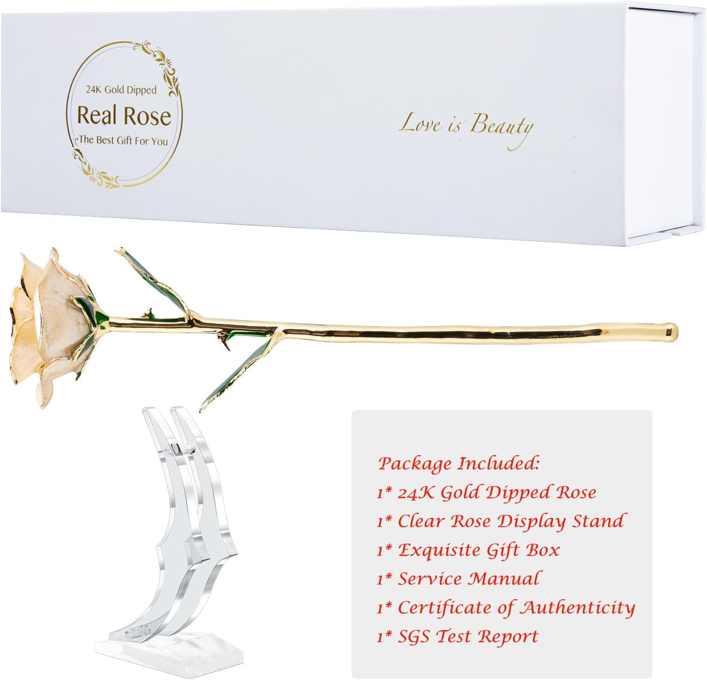 24K Gold Dipped Rose, Gold Dipped Rose Made from Real Rose Best Gifts for Her an