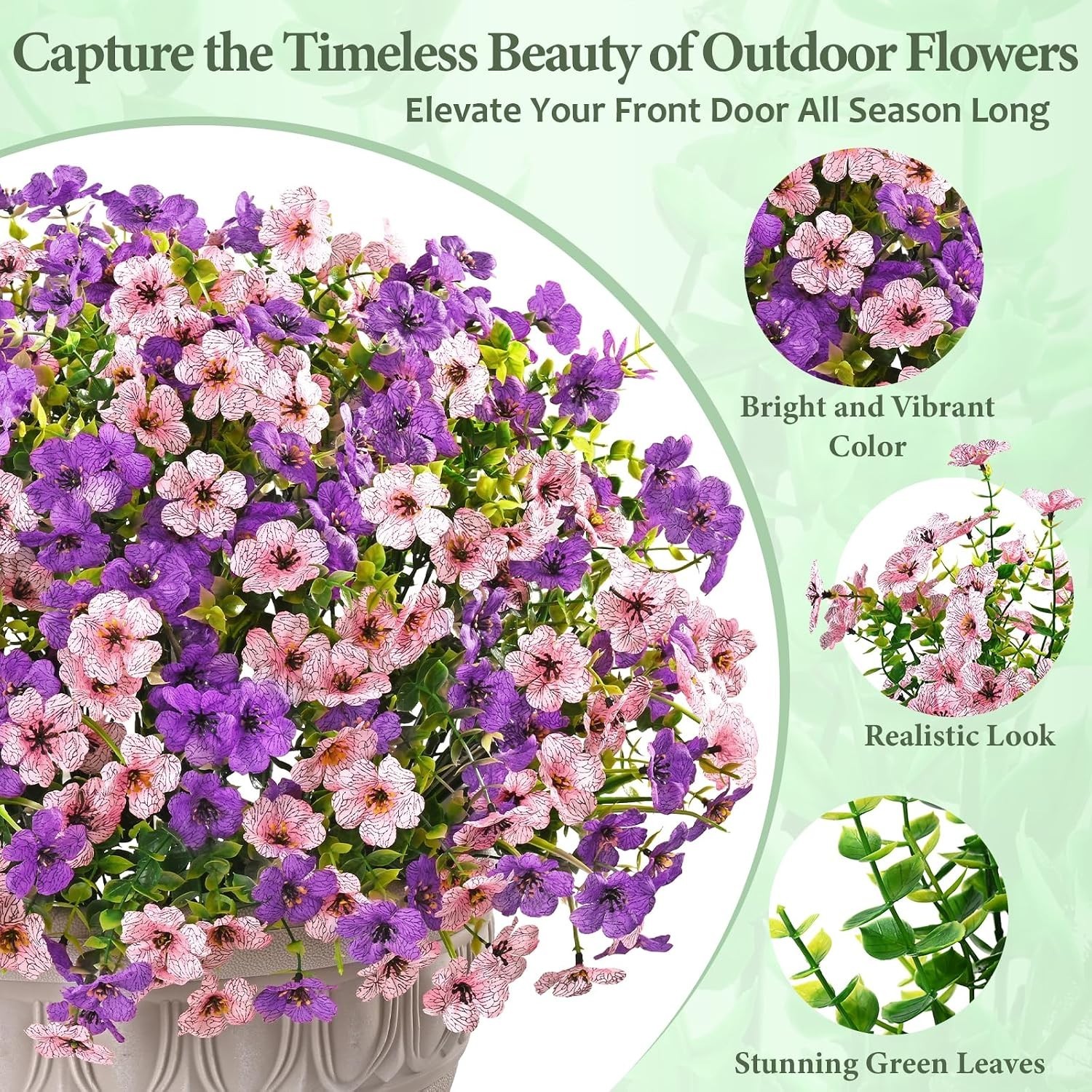 Charming 12-Bundle Fuchsia & Pink Artificial Flowers for Indoor/Outdoor Use
