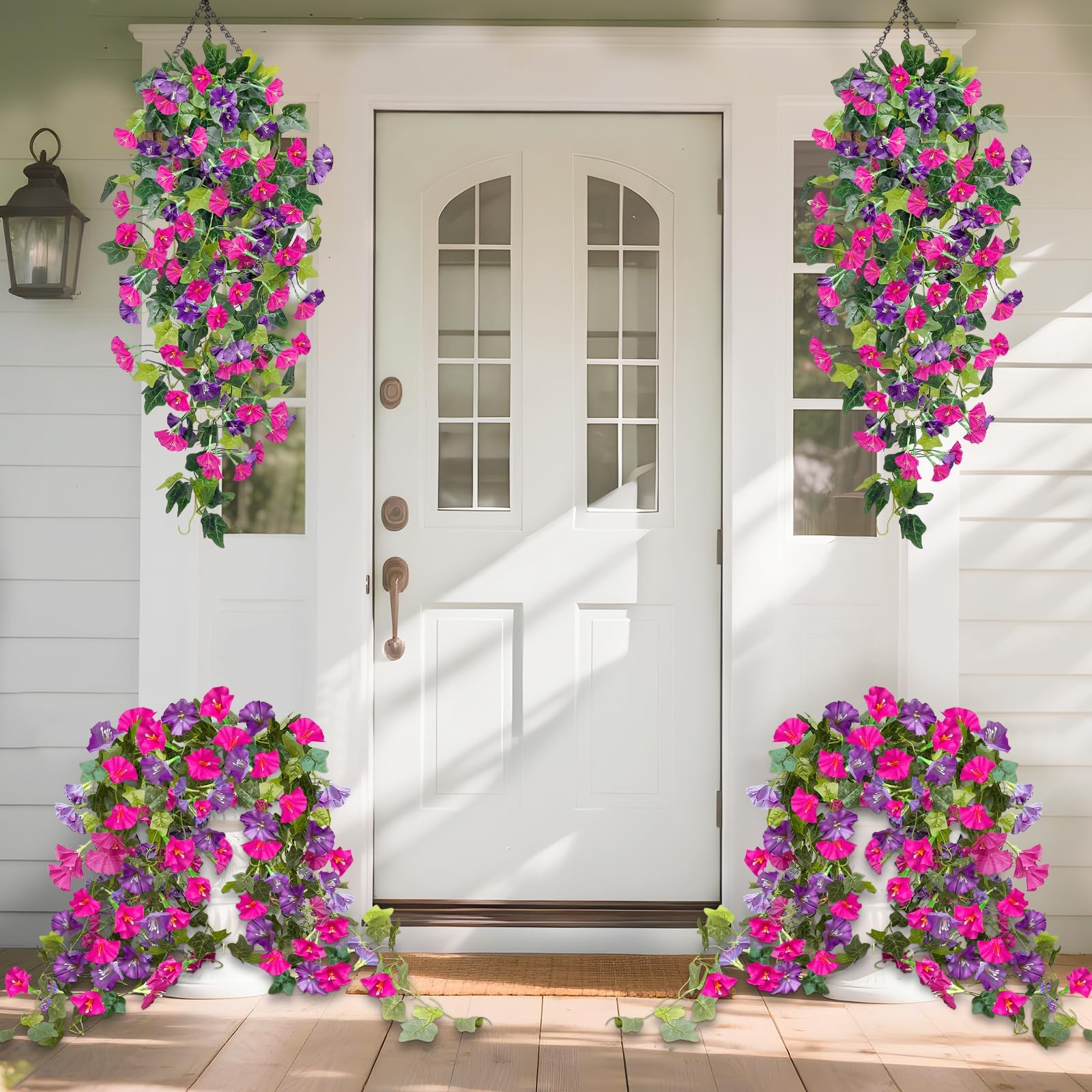 Grandeal Artificial Fake Hanging Flowers Plants, Faux Silk Morning Glory with…