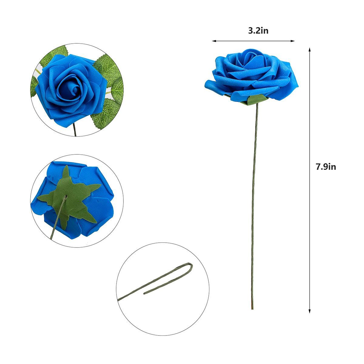 25/50pcs Flowers Artificial Real Looking Foam Rose Decoration DIY for Wedding US