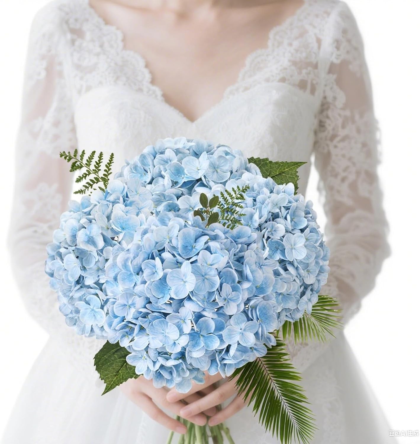 3Pcs 21″ Real Touch Blue Hydrangea Artificial Flowers, Realistic Latex Faux H…